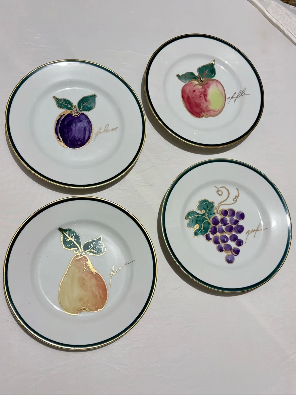 Crate and Barrel Fruit Themed Dessert Plates